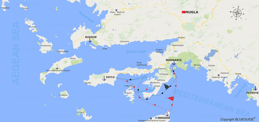 Marmaris Güney Yunan Adaları Marmaris Rota Haritası